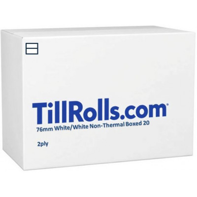 76mm 2 Ply Till Rolls White / White Boxed 20 - TR054